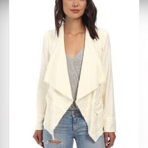 Free People Linen Blend Open Front Jacket Blazer Cream‎ Size Small